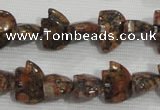 CFG776 15.5 inches 10*15mm carved animal leopard jasper beads