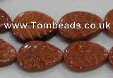 CFG816 12.5 inches 15*20mm carved leaf goldstone beads wholesale