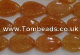 CFG817 12.5 inches 15*20mm carved leaf red aventurine beads wholesale