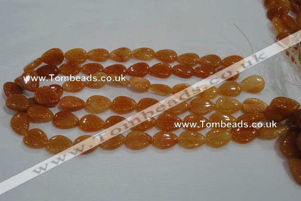 CFG817 12.5 inches 15*20mm carved leaf red aventurine beads wholesale