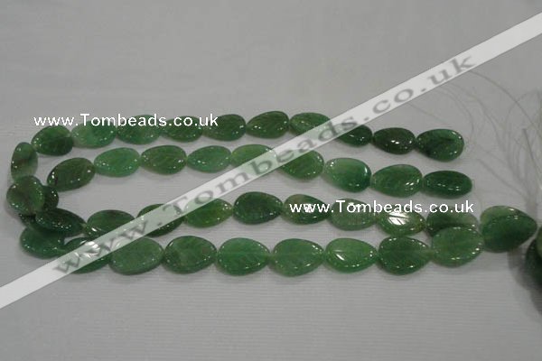 CFG818 12.5 inches 15*20mm carved leaf green aventurine beads wholesale