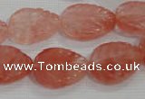 CFG819 12.5 inches 15*20mm carved leaf cherry quartz beads wholesale