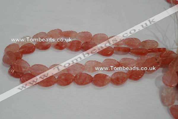 CFG819 12.5 inches 15*20mm carved leaf cherry quartz beads wholesale