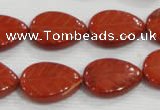 CFG822 12.5 inches 15*20mm carved leaf red jasper beads wholesale