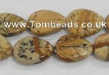 CFG823 12.5 inches 15*20mm carved leaf picture jasper beads wholesale