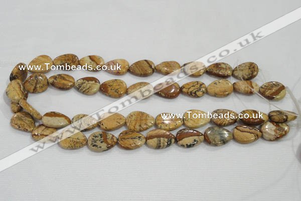 CFG823 12.5 inches 15*20mm carved leaf picture jasper beads wholesale