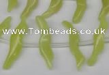 CFG850 Top-drilled 6*20mm carved animal yellow jade beads