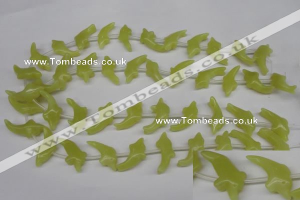 CFG854 Top-drilled 12*25mm carved animal yellow jade beads