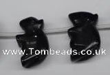 CFG860 Top-drilled 15*24mm carved animal black agate beads