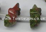 CFG862 Top-drilled 12*18mm carved animal unakite gemstone beads