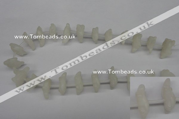 CFG865 Top-drilled 14*20mm carved animal white jade gemstone beads