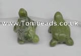 CFG866 Top-drilled 18*27mm carved animal olive jade gemstone beads