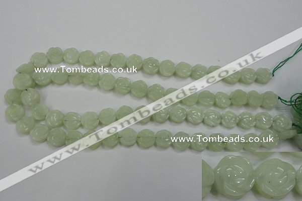 CFG883 15.5 inches 12mm carved flower New jade gemstone beads