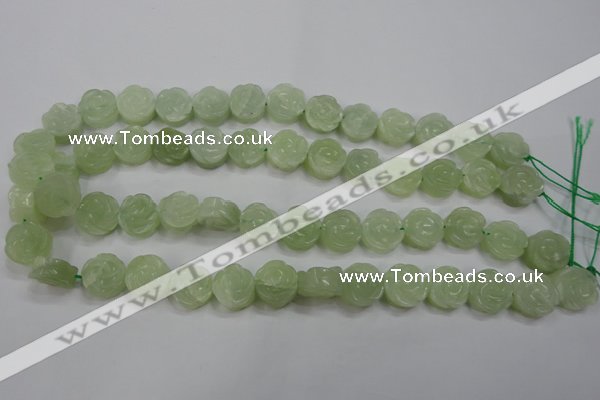 CFG886 15.5 inches 14mm carved flower New jade gemstone beads