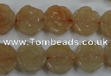 CFG888 15.5 inches 14mm carved flower red aventurine beads