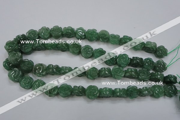 CFG889 15.5 inches 14mm carved flower green aventurine beads