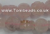 CFG890 15.5 inches 14mm carved flower rose quartz gemstone beads