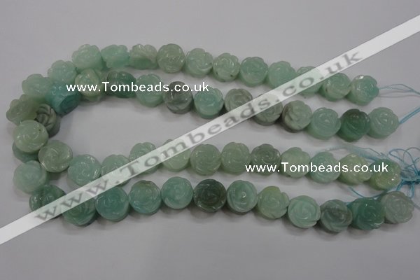 CFG892 15.5 inches 14mm carved flower amazonite gemstone beads