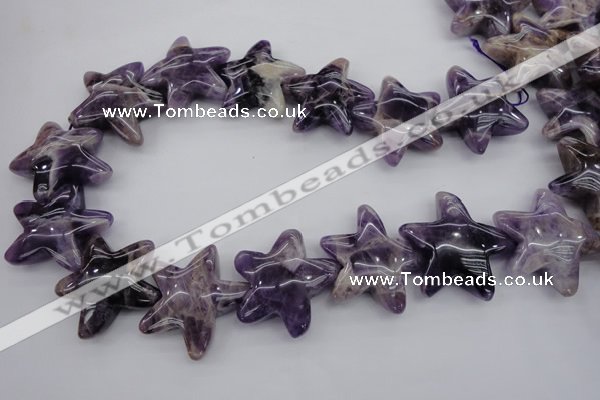 CFG910 15.5 inches 30*33mm carved star dogtooth amethyst beads