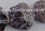 CFG913 15.5 inches 32*33mm carved flower dogtooth amethyst beads