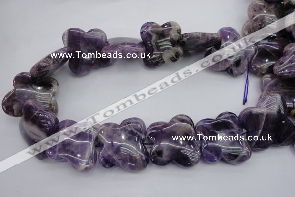 CFG916 15.5 inches 30*33mm carved butterfly dogtooth amethyst beads