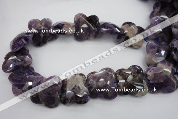 CFG917 30*33mm faceted & carved butterfly dogtooth amethyst beads