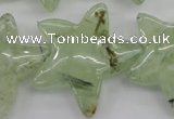 CFG919 15.5 inches 30*33mm carved star green rutilated quartz beads