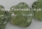 CFG923 32*33mm faceted & carved flower green rutilated quartz beads