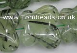 CFG925 15.5 inches 30*33mm carved butterfly green rutilated quartz beads