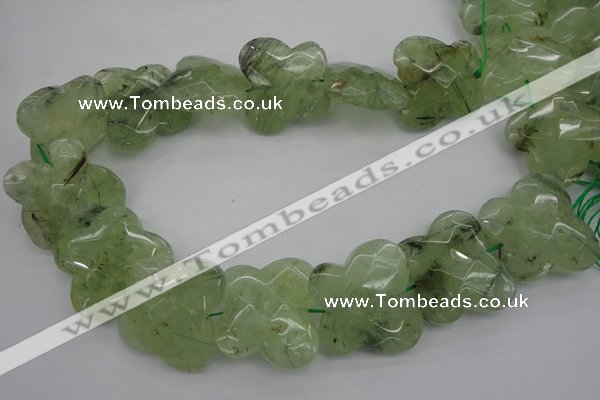 CFG926 30*33mm faceted & carved butterfly green rutilated quartz beads