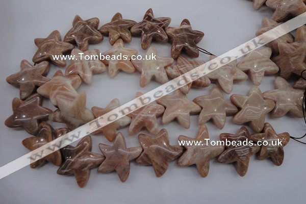 CFG928 15.5 inches 30*33mm carved star moonstone beads