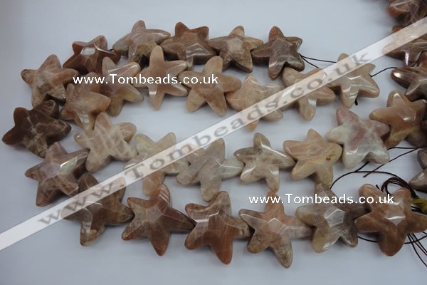 CFG929 15.5 inches 30*33mm faceted & carved star moonstone beads