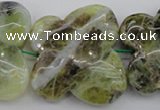 CFG938 15.5 inches 30*33mm carved butterfly yellow & green opal beads