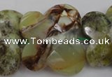 CFG939 30*33mm faceted & carved butterfly yellow & green opal beads