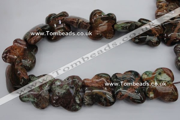 CFG944 15.5 inches 30*33mm carved butterfly green opal gemstone beads