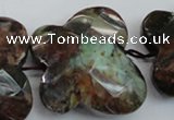 CFG945 30*33mm faceted & carved butterfly green opal gemstone beads