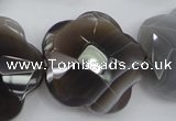 CFG948 32*33mm faceted & carved flower grey botswana agate beads