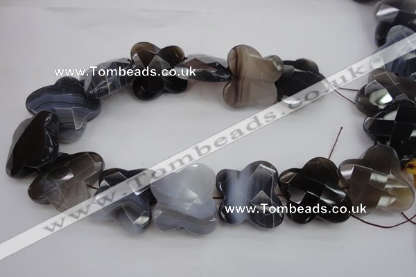 CFG951 30*33mm faceted & carved butterfly grey botswana agate beads