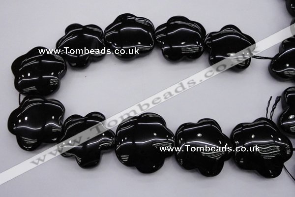 CFG956 15.5 inches 32*33mm carved flower black agate beads