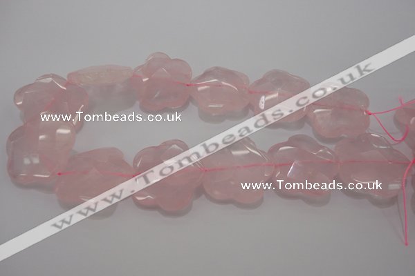 CFG967 15.5 inches 32*33mm faceted & carved flower rose quartz beads