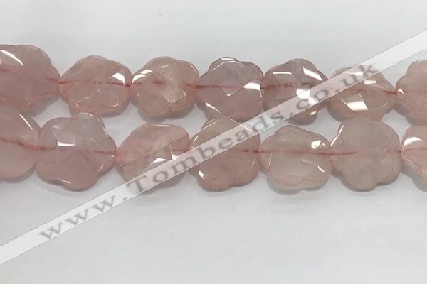 CFG978 15.5 inches 33*33mm carved flower rose quartz beads