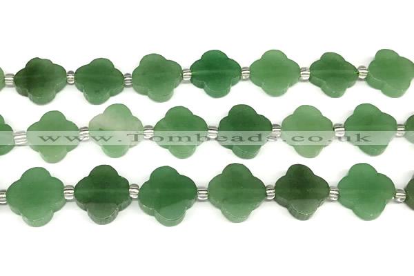 CFG994 15 inches 16mm - 17mm carved flower green aventurine beads