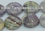 CFJ01 15.5 inches 20mm flat round natural purple flower stone beads