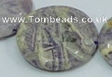 CFJ04 15.5 inches 40mm flat round natural purple flower stone beads