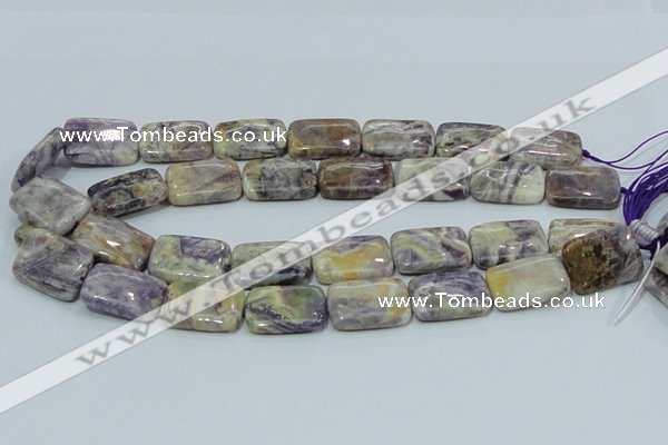 CFJ08 15.5 inches 18*25mm rectangle natural purple flower stone beads