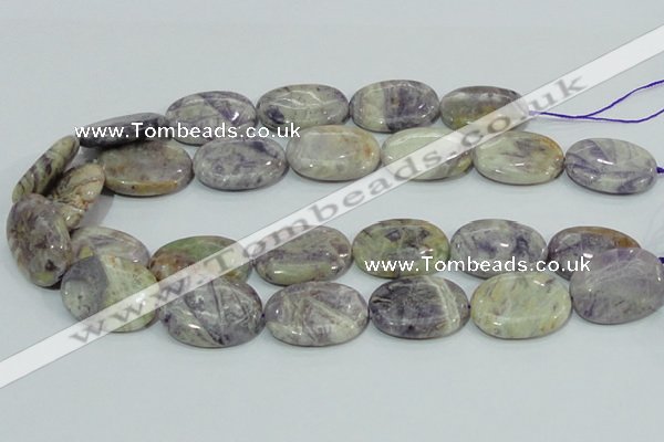 CFJ12 15.5 inches 13*18mm oval natural purple flower stone beads