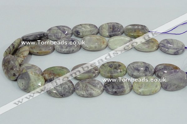 CFJ14 15.5 inches 18*25mm oval natural purple flower stone beads