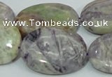 CFJ15 15.5 inches 30*40mm oval natural purple flower stone beads