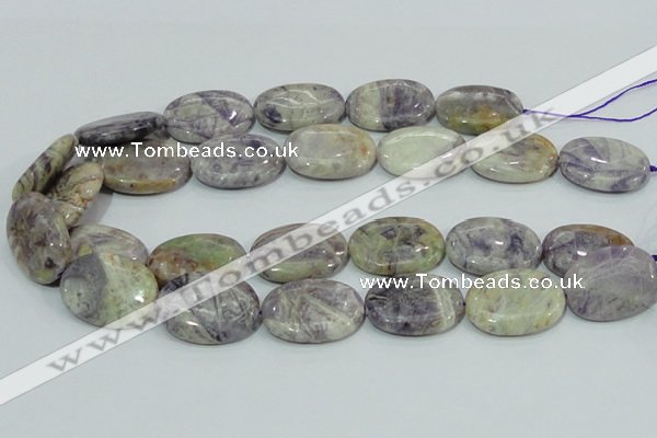 CFJ15 15.5 inches 30*40mm oval natural purple flower stone beads