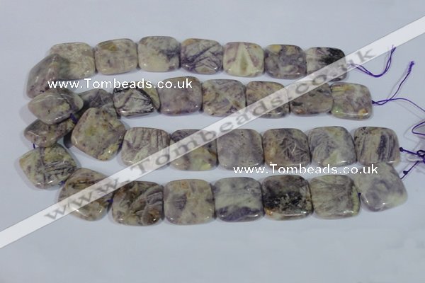 CFJ19 15.5 inches 30*30mm square natural purple flower stone beads